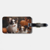 Papillon Puppy Autumn Delight Pumpkin Gepäckanhänger (Rückseite horizontal)