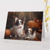 Papillon Puppy Autumn Delight Pumpkin Karte (Gelbe Blume)