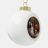 Papillon Puppy Autumn Delight Pumpkin Keramik Kugel-Ornament (Links)