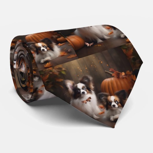 Papillon Puppy Autumn Delight Pumpkin Krawatte (Gerollt)