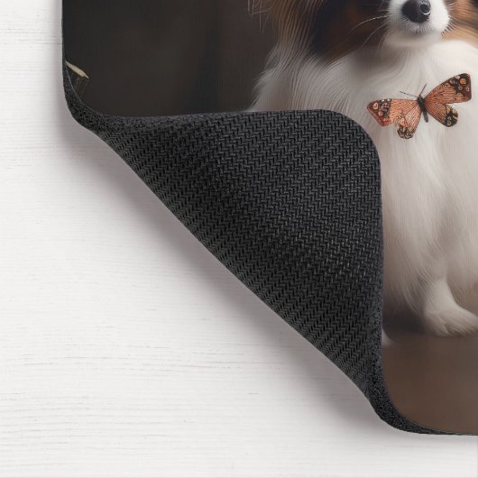 Papillon Puppy Autumn Delight Pumpkin Mousepad (Ecke)