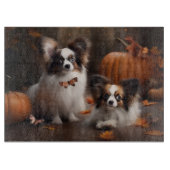 Papillon Puppy Autumn Delight Pumpkin Schneidebrett (Vorderseite)