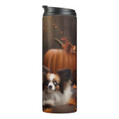 Papillon Puppy Autumn Delight Pumpkin Thermosbecher (Nach rechts gedreht)