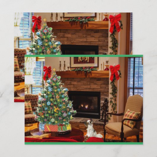 Papillon Santa Feiertagspostkarte (Vorne/Hinten)