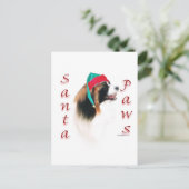 Papillon Santa Paws Feiertagspostkarte (Stehend Vorderseite)