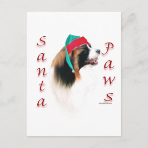 Papillon Santa Paws Feiertagspostkarte