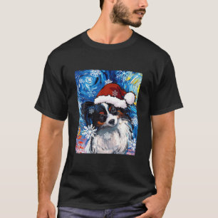 Papillon Santa Van Gogh Dog Geschenk, Hund T-Shirt