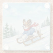 Papillon Schlittenfahren, Glas coaster Glasuntersetzer (Rückseite)