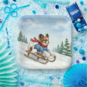 Papillon Schlittenfahren, Pappteller (Party)