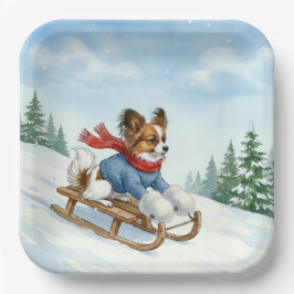 Papillon Schlittenfahren, Pappteller