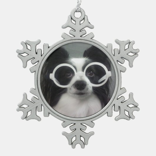 PAPILLON SCHNEEFLOCKEN Zinn-Ornament (Vorderseite)