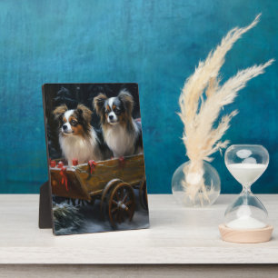 Papillon Schneeschlitten Weihnachtsdekoration  Fotoplatte