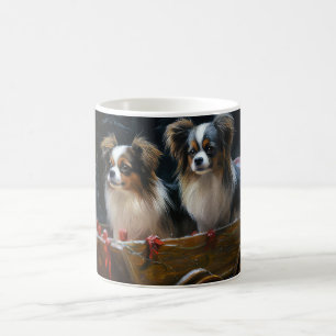 Papillon Schneeschlitten Weihnachtsdekoration  Kaffeetasse