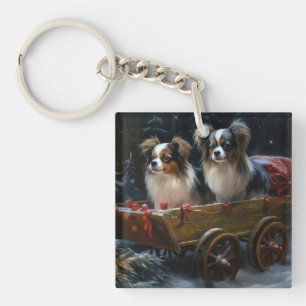Papillon Schneeschlitten Weihnachtsdekoration  Schlüsselanhänger