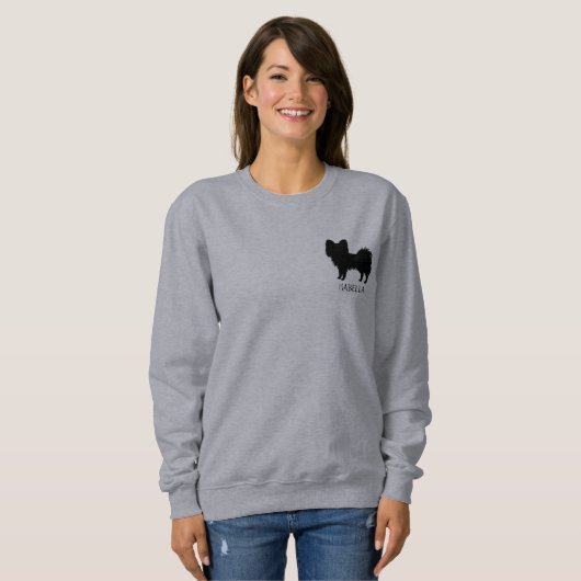 Papillon schwarz (oder andere Farbe) mit benutzerd Sweatshirt (Vorne ganz)