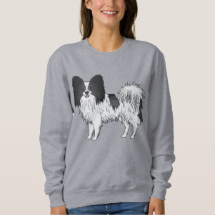 Papillon Schwarz-Weiß Süßer Spielzeug-Rasse-Hund Sweatshirt