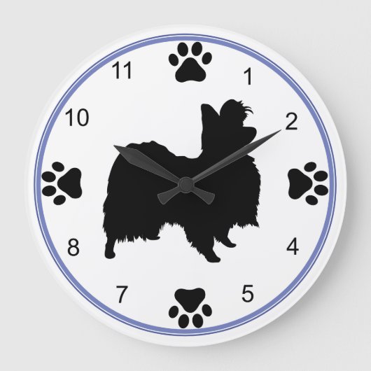 Papillon Silhouette Große Wanduhr (Vorderseite)