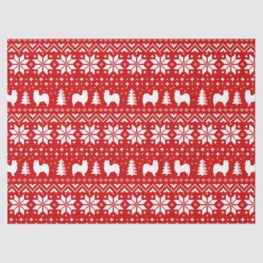 Papillon Silhouetten Weihnachtsmuster Rot Seidenpapier (Vorderseite)