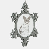 Papillon Sketch Pewter Ornament (Links)