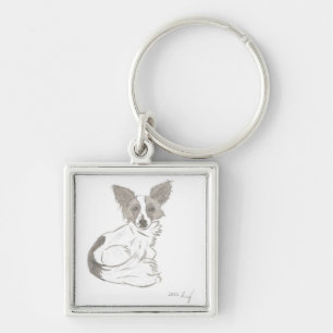 Papillon Sketch Schlüsselanhänger