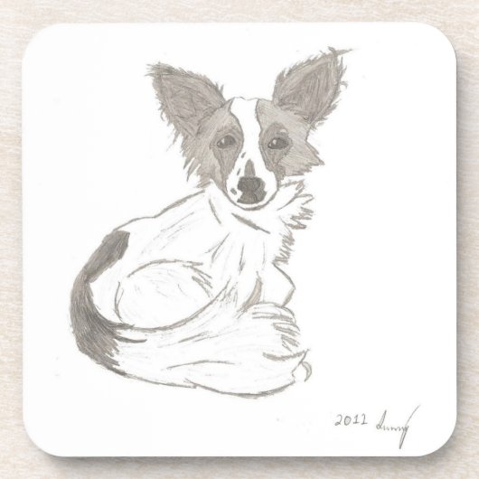 Papillon Sketch Untersetzer - Set von 6 Jahren (Vorderseite)