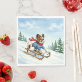 Papillon Sledding, Napkins Serviette (Beispiel)