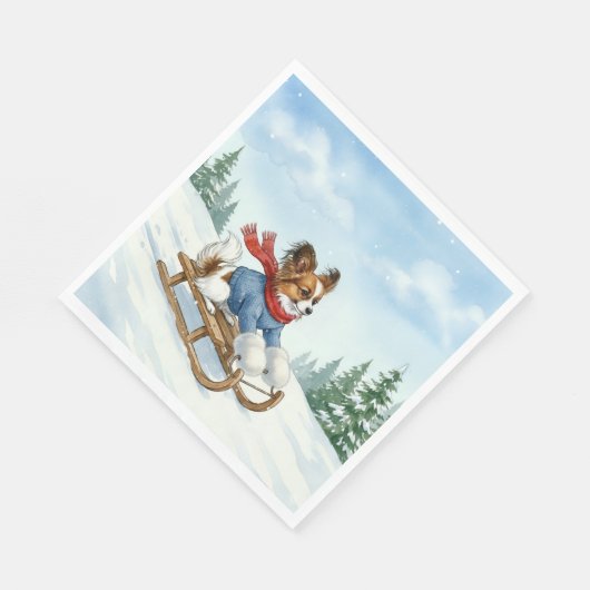 Papillon Sledding, Napkins Serviette (Ecke)
