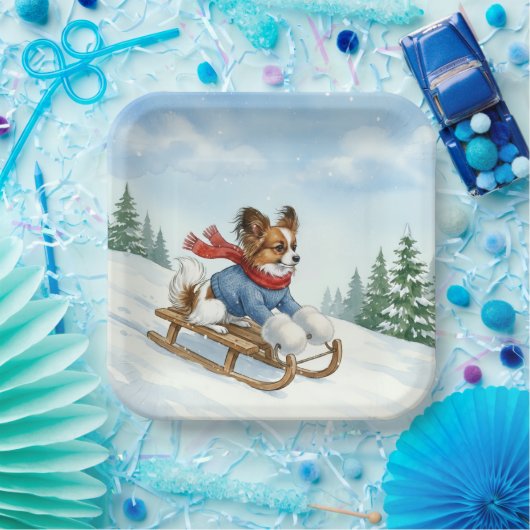 Papillon Sledding, Paper Plates Pappteller (Party)