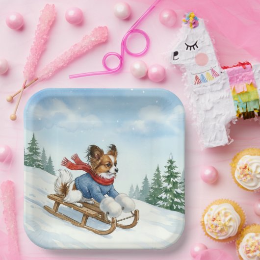 Papillon Sledding, Paper Plates Pappteller (Party)
