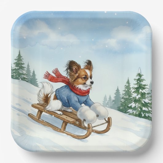 Papillon Sledding, Paper Plates Pappteller (Vorderseite)
