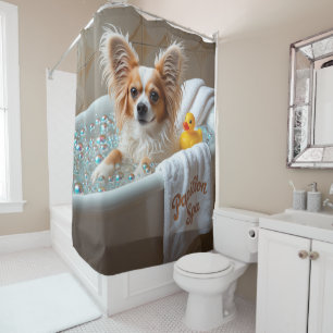 Papillon Sloppy Sleepy Niedlich Funny Duschvorhang