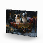 Papillon Snowy Sleigh Weihnachtsdekor Fotoblock (Rechts)