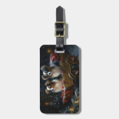 Papillon Snowy Sleigh Weihnachtsdekor Gepäckanhänger (Vorderseite vertikal)