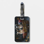 Papillon Snowy Sleigh Weihnachtsdekor Gepäckanhänger (Rückseite vertikal)