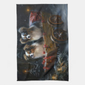 Papillon Snowy Sleigh Weihnachtsdekor Geschirrtuch (Vertikal)