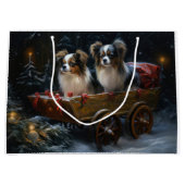 Papillon Snowy Sleigh Weihnachtsdekor Große Geschenktüte (Vorderseite)