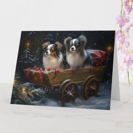 Papillon Snowy Sleigh Weihnachtsdekor Karte (Orchidee)