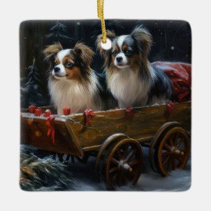Papillon Snowy Sleigh Weihnachtsdekor Keramikornament