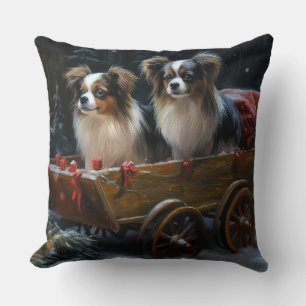 Papillon Snowy Sleigh Weihnachtsdekor Kissen