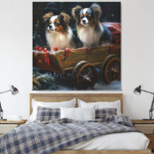 Papillon Snowy Sleigh Weihnachtsdekor Leinwanddruck (Insitu (Schlafzimmer))