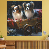 Papillon Snowy Sleigh Weihnachtsdekor Leinwanddruck (Insitu (Wohnzimmer))