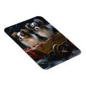 Papillon Snowy Sleigh Weihnachtsdekor Magnet (Rechte Seite)