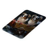 Papillon Snowy Sleigh Weihnachtsdekor Magnet (Linke Seite)