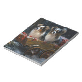 Papillon Snowy Sleigh Weihnachtsdekor Notizblock (Rotiert)