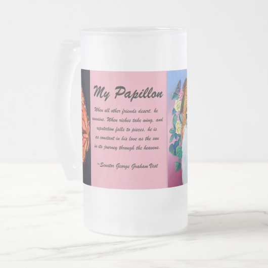 Papillon-Tasse Mattglas Bierglas (Vorderseite Links)