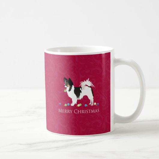 Papillon Toy Dog Breed Christmas Silhouette Kaffeetasse (Rechts)