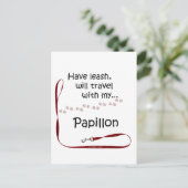 Papillon Travel Leash Postkarte (Stehend Vorderseite)