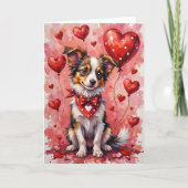 Papillon Valentinstag Hund mit Herzen Rot Karte (Vorderseite)