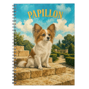 Papillon, Vintage-Wasserfarben-Hundekunst Notizblock