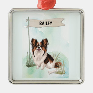 Papillon-Wasserfarbe Personalisierter Hund Ornament Aus Metall